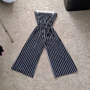 Forever 21 striped strapless jumpsuit